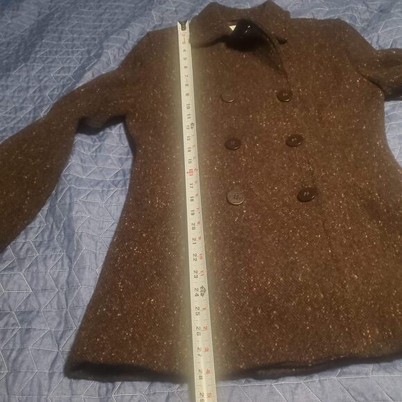 Jones New York Sport Size 6 Brown Speckled Tweed Wool Blend Pea Coat - Picture 11 of 12